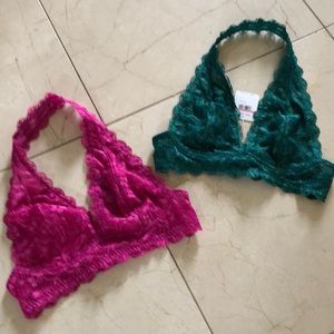 NWT Free People lace halter Bralette XS set of 2